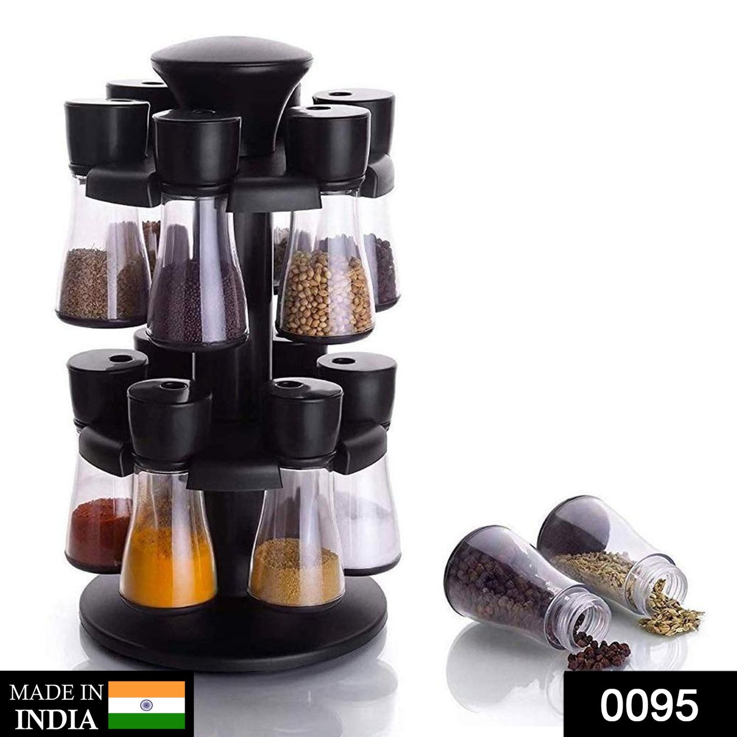 095 Revolving Plastic Spice Rack Masala Organiser (12 Pcs ) 