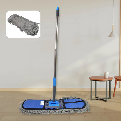 18837 Wet and Dry Cotton Pad Floor Mop with Long Aluminium Handle (1 Pc / Large)