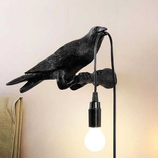 13642 Crow Birds Table Lamps with Vintage Edison Bulb, Bird lamp (1 Set)