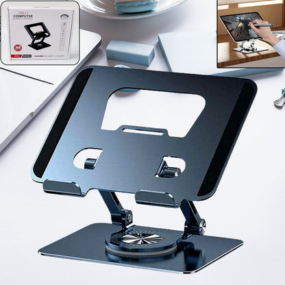 12727 Aluminum Alloy 360°Rotating Bracket, Adjustable Laptop Stand, Portable Foldable Ergonomic Laptop Support