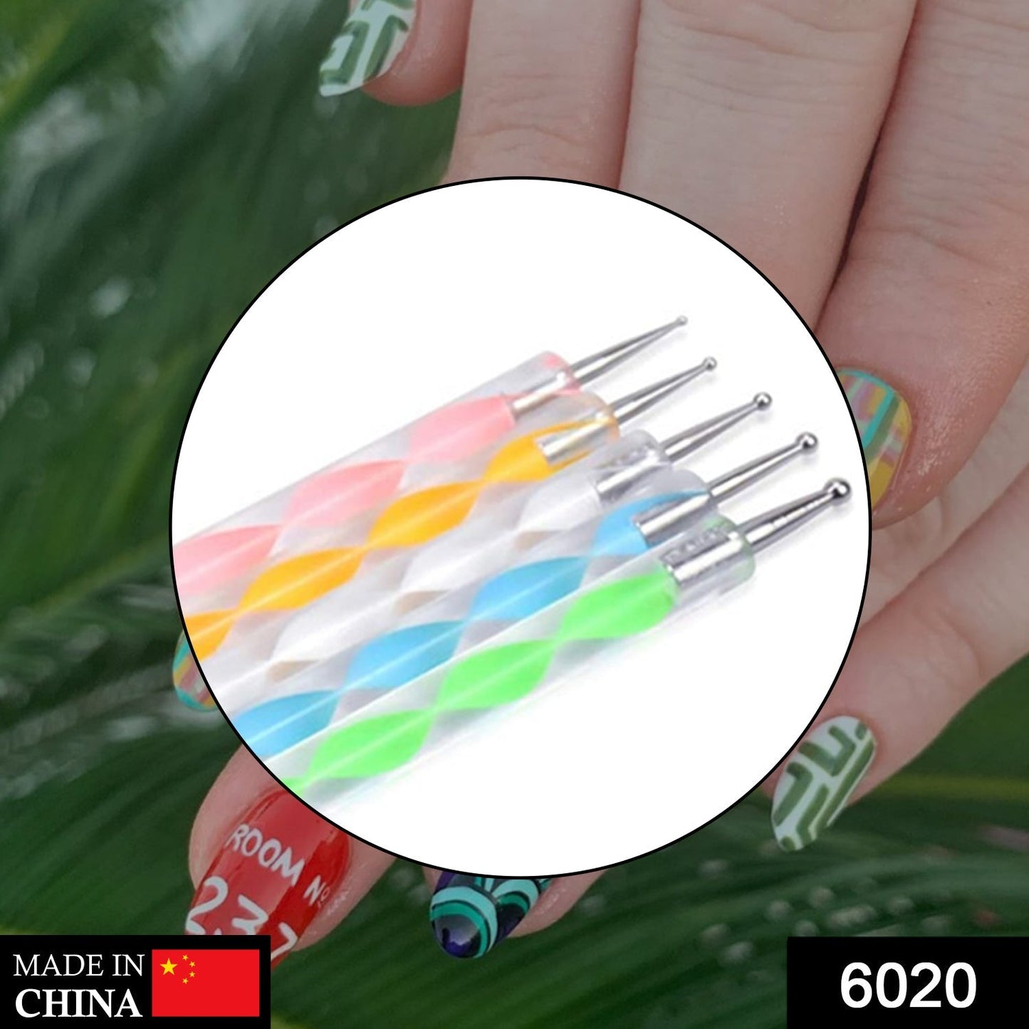 6020 Nail Art Point Pen and Set Used by Women's for Their Fashion Purposes (Pack of 5Pcs)