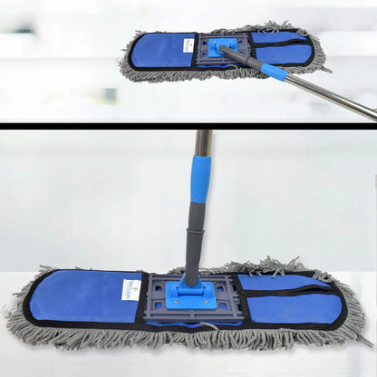 18837 Wet and Dry Cotton Pad Floor Mop with Long Aluminium Handle (1 Pc / Large)