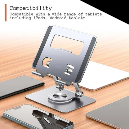 12727 Aluminum Alloy 360°Rotating Bracket, Adjustable Laptop Stand, Portable Foldable Ergonomic Laptop Support