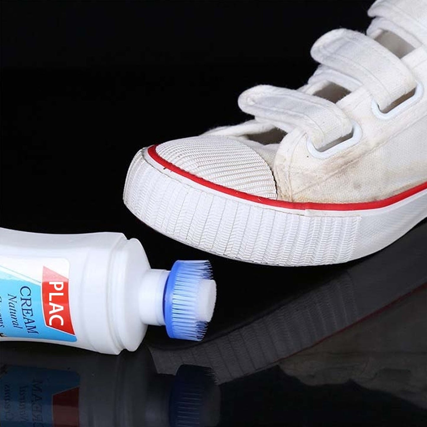 17734 White Shoe Brightener with Removal of Dirt and Whitening Function White Shoes Cleaner with Brush Head for Dirty Shoe Polish Natural Waxes (75 ML)