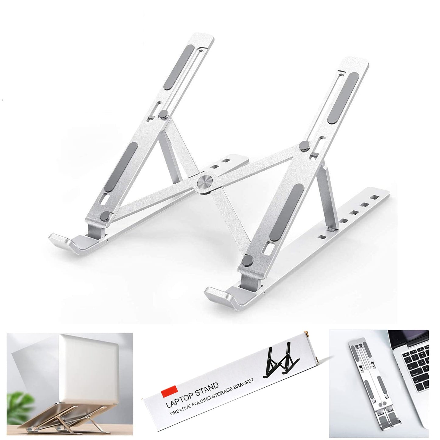 12874 Laptop Stand for Desk | Metal Portable Laptop Stand, with 6 Adjustable Angles | Laptop Riser, Phone, and Tablet Stand | Compatible for All Laptop