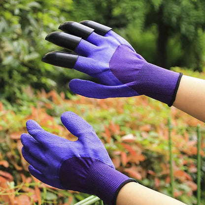 9582 Garden Farming Gloves With Hand Fingertips & Plastic Claws (1 Pair)