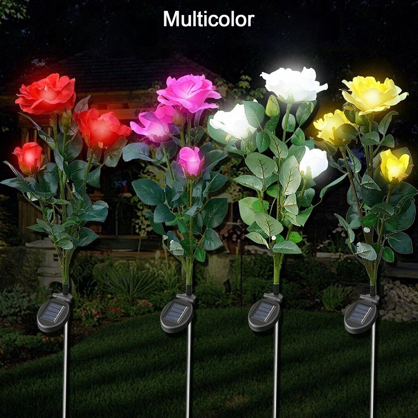 6616A Garden Solar Outdoor Rose Lights Decorative , Waterproof Flower Light for Garden Patio Landscape Pathway Yard Holiday Decoration 