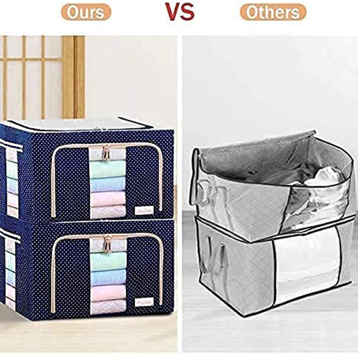 17641 Foldable Steel Frame Clothes Living Storage Organizer Handled Bag (66 Liter)