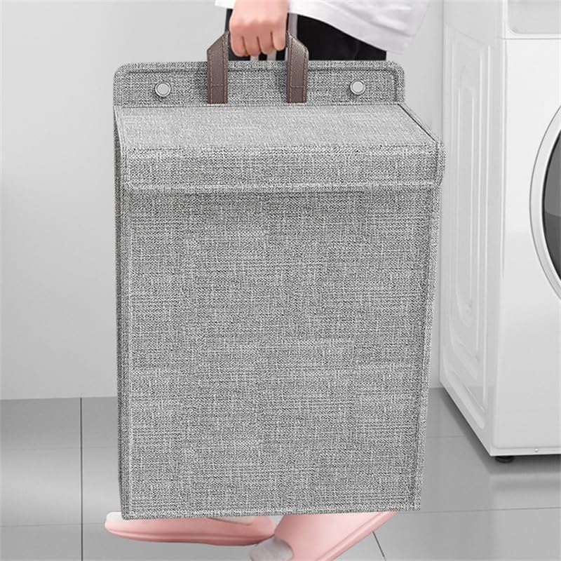 0380 Foldable Wall Hanging Laundry Basket – Large, Gray, Ideal for Dorms and Bedrooms