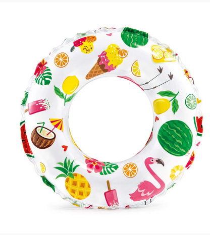 AM0388 24 inch Lively Print Swim Rings for Kids 6 and Above Years. Fun Swimming Pool Float for Kids