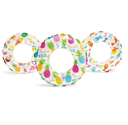 AM0388 24 inch Lively Print Swim Rings for Kids 6 and Above Years. Fun Swimming Pool Float for Kids