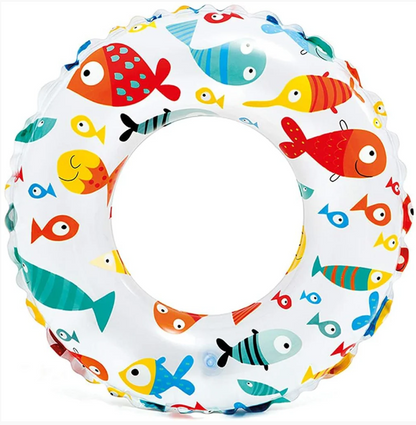 AM0388 24 inch Lively Print Swim Rings for Kids 6 and Above Years. Fun Swimming Pool Float for Kids