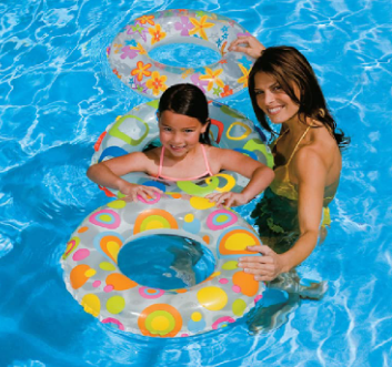 AM0388 24 inch Lively Print Swim Rings for Kids 6 and Above Years. Fun Swimming Pool Float for Kids