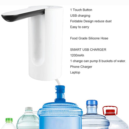 Foldable Water Dispenser, Portable Water Bottle Pump USB Charging Electric Automatic Drinking Pump, Portable Drinking Dispenser Pump for Home Kitchen Living Room Office Camping