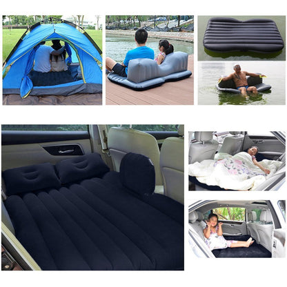 8043 Car Inflatable Bed with 2 Pillows &  Air Pump (Portable) For Travel, Camping, Vacation | Polyester Inflatable Travel Car Bed Air Sofa with Two Inflatable Pillow and Air Pump for Car Back Seat, Air Pump Random Colour