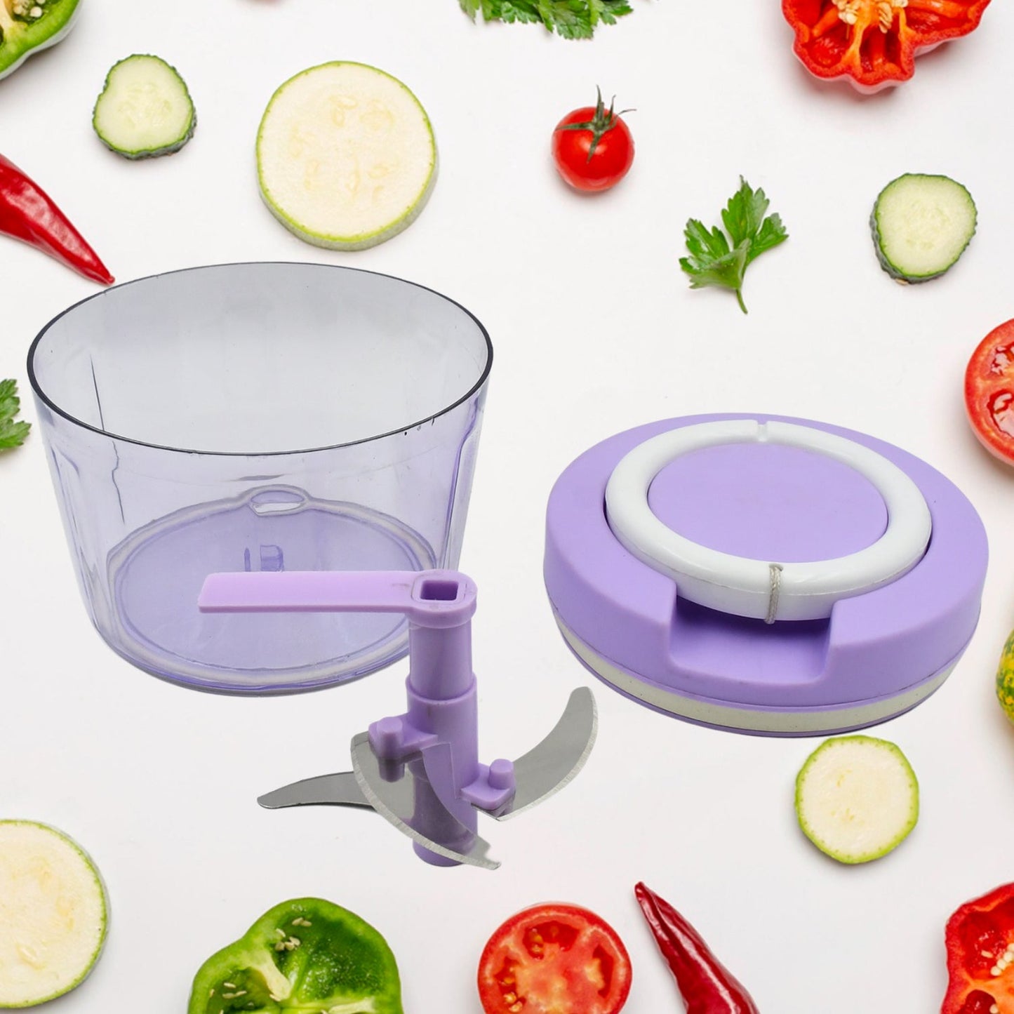 Miracle Ring Chopper, Quick Handy Chopper, Vegetable and Fruit Chopper With Lid | Chop in 10 Seconds | Mini Portable Food Processor for Kitchen with 3 Blades for Effortless Chopping of Onion, Veggies