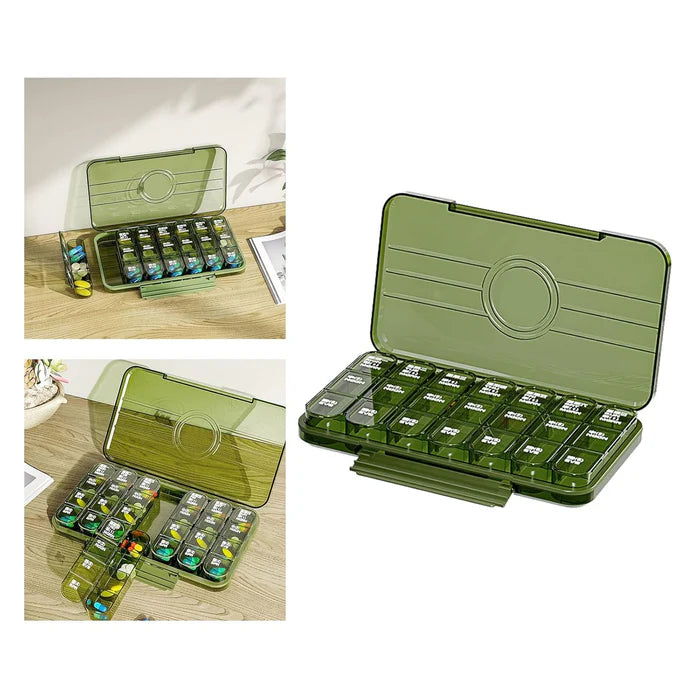 13554 Portable Weekly Pill Box Organiser Daily Pill Keeper 21 Grid Container (1 Pc)