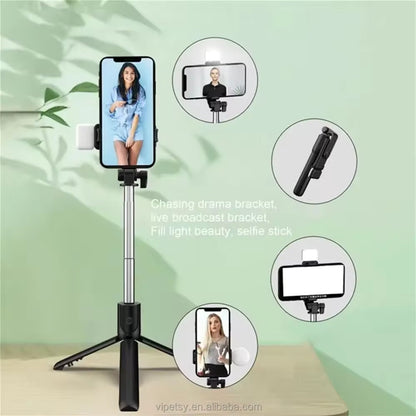 13120 Portable Foldable Selfie Stick with Remote Control, 3-Axis Tripod Hand Stabilizer for Smartphones, TikTok Vlog YouTuber Video Recording (1 Pc)