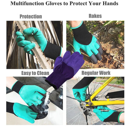 9582 Garden Farming Gloves With Hand Fingertips & Plastic Claws (1 Pair)