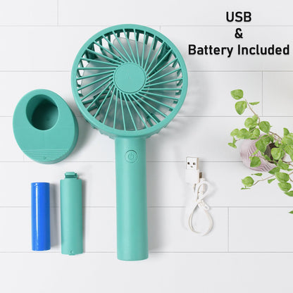 Portable Handheld Fan With 3 Speeds Battery Operated Fan Rechargeable Multi Colors As Base Phone Holder Fan (Battery Included)