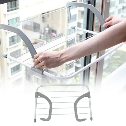 6123 Metal Steel Folding Drying Rack for Clothes Balcony Laundry Hanger for Small Clothes Drying Hanger Metal Clothes Drying Stand, Socks and Plant Storage Holder Outdoor / Indoor Clothes-Towel Drying Rack Hanging on The Door Bathroom (50x35 Cm)