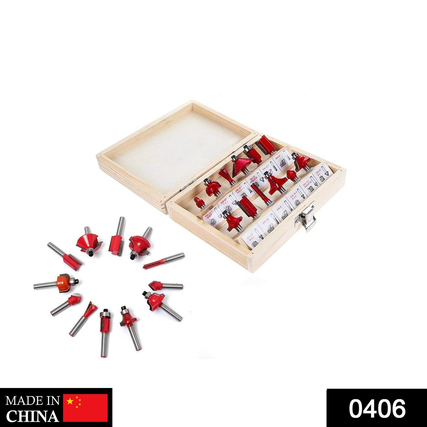 0406 12 / 15pcs Milling Cutter Router Bit Set