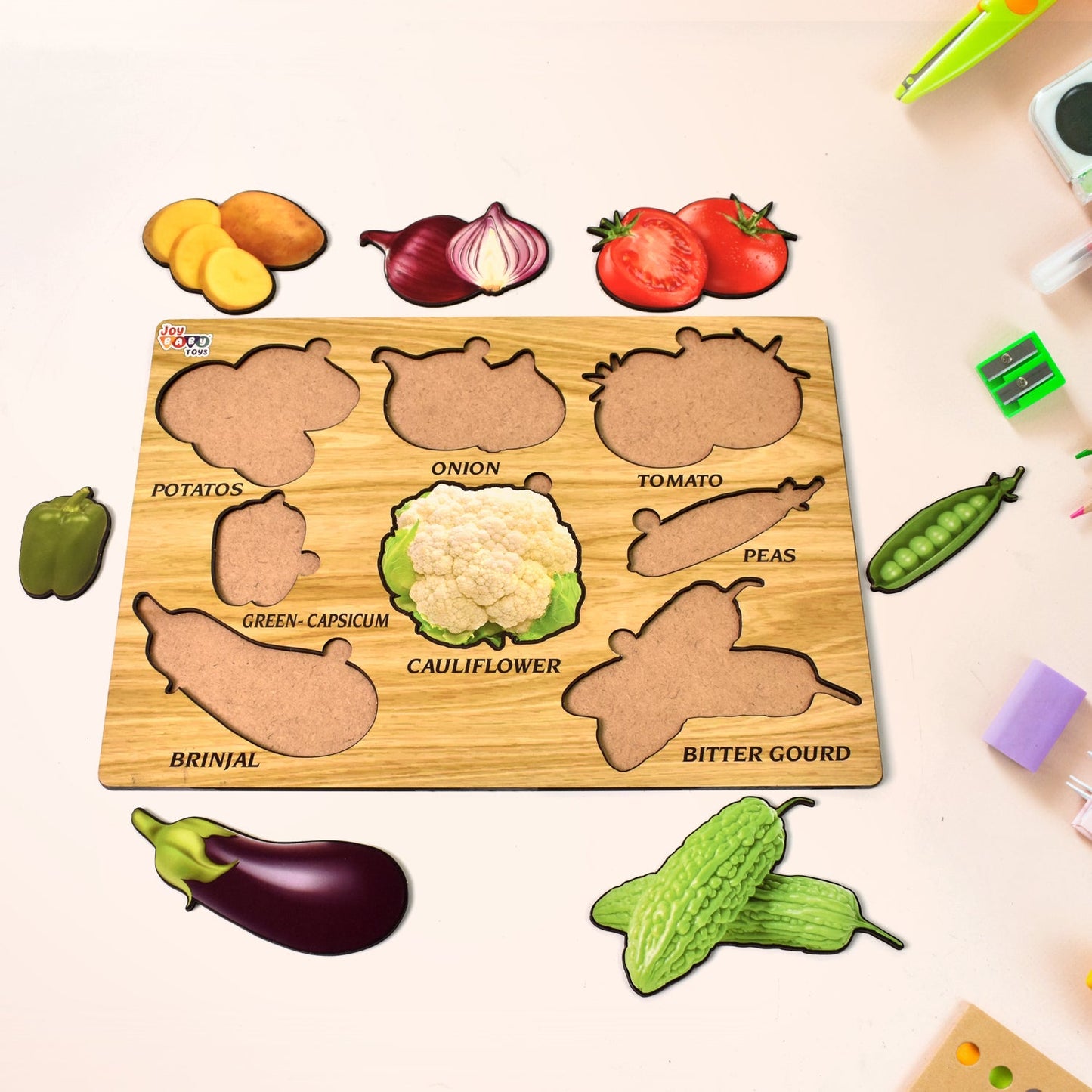 18474  Wooden Vegetable Puzzle Learning Educational Board (1 Set / 28×20 Cm)