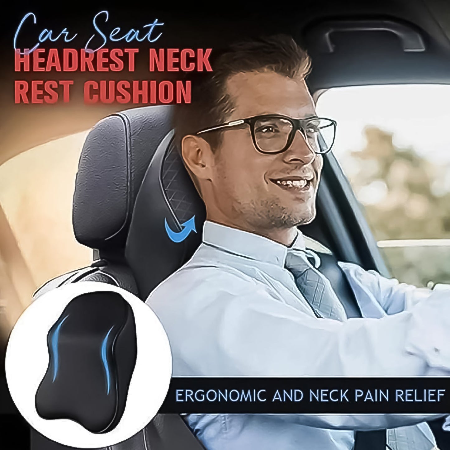 8595 Car Neck Pillow Car Neck Headrest Pillow Memory Foam Car Accessories Cushion Car Seat Head Support Neck Protector Car Seat Neck Pillow, for Driving (1 Pc)