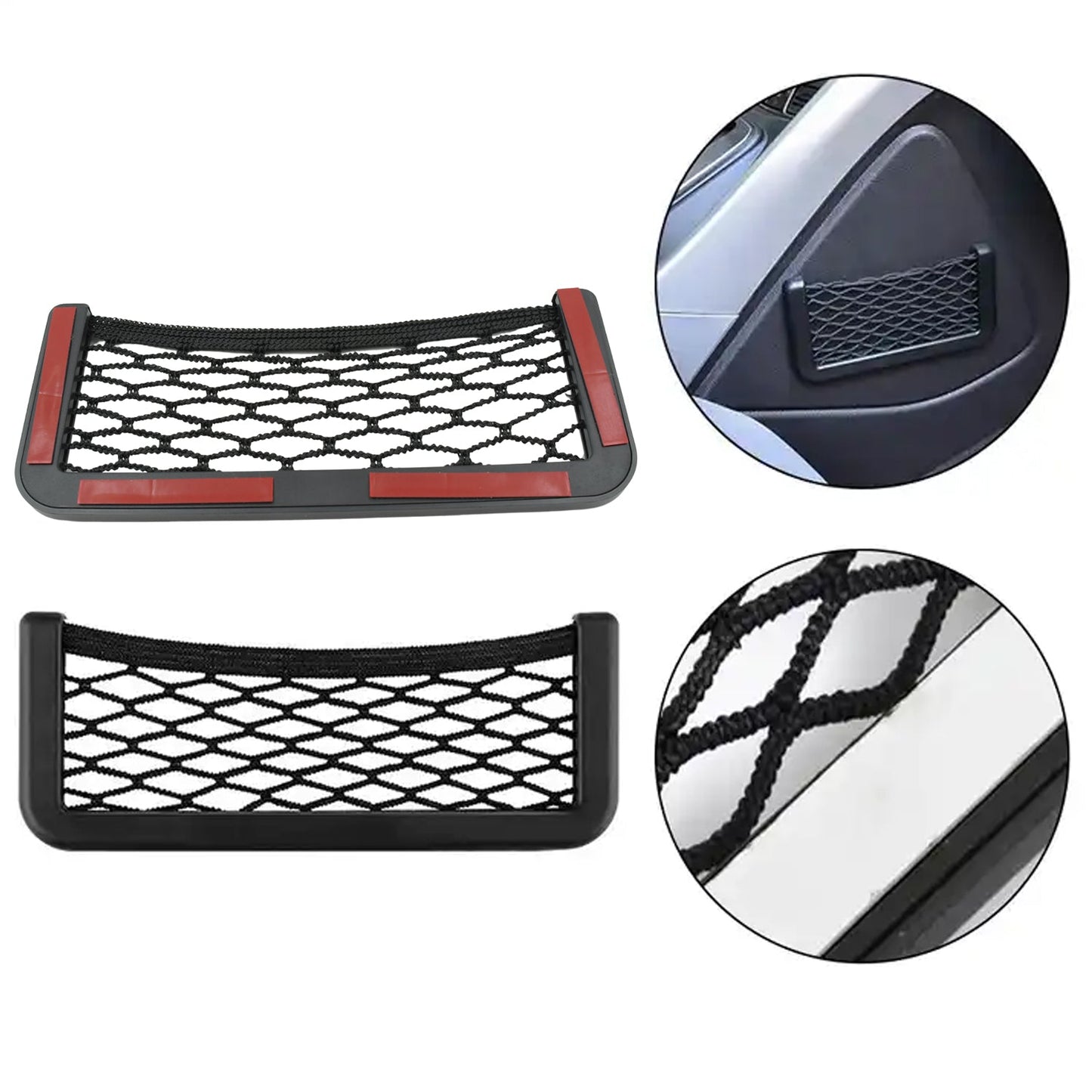 7564 Car Storage Organize Car String Bag Car Seat Side Storage, Net Bag Mesh Pocket Organizer Stick-on for Purse Bag Phone