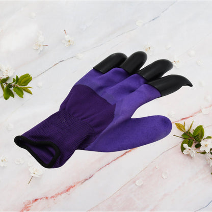 9582 Garden Farming Gloves With Hand Fingertips & Plastic Claws (1 Pair)