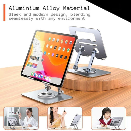 12727 Aluminum Alloy 360°Rotating Bracket, Adjustable Laptop Stand, Portable Foldable Ergonomic Laptop Support