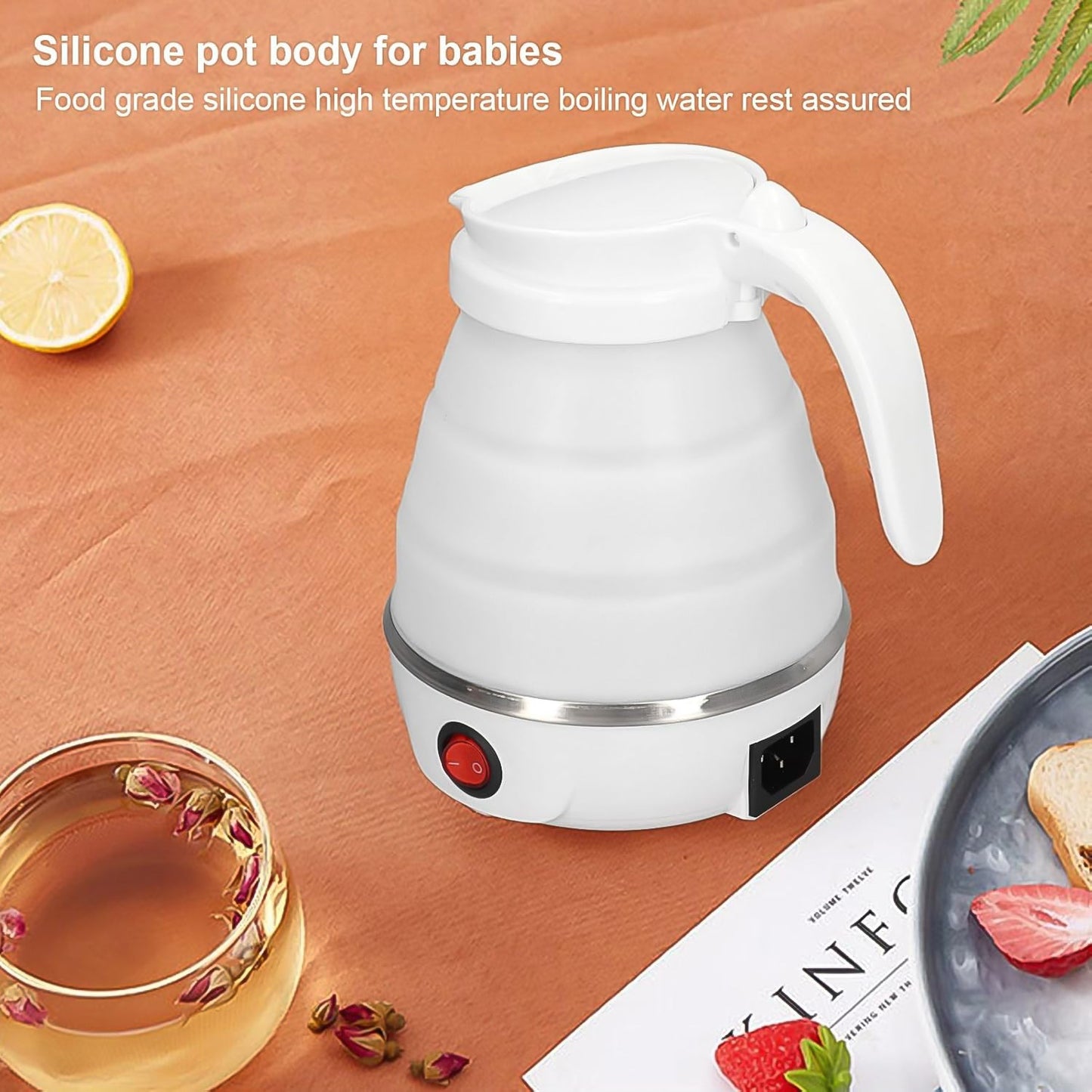 10164 Travel Folding Electric Kettle 600W - (304 Stainless Steel & Silicone)