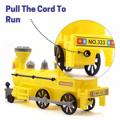 1953 Pull and Go Train with Light Plastic String Pull Back Train (1 Pc / Mix Color)