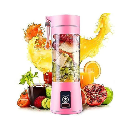 Portable Electric USB Juice Maker Juicer Bottle Blender, Grinder Mixer, 4 Blades Rechargeable Bottle (380 ML / Mix Color)