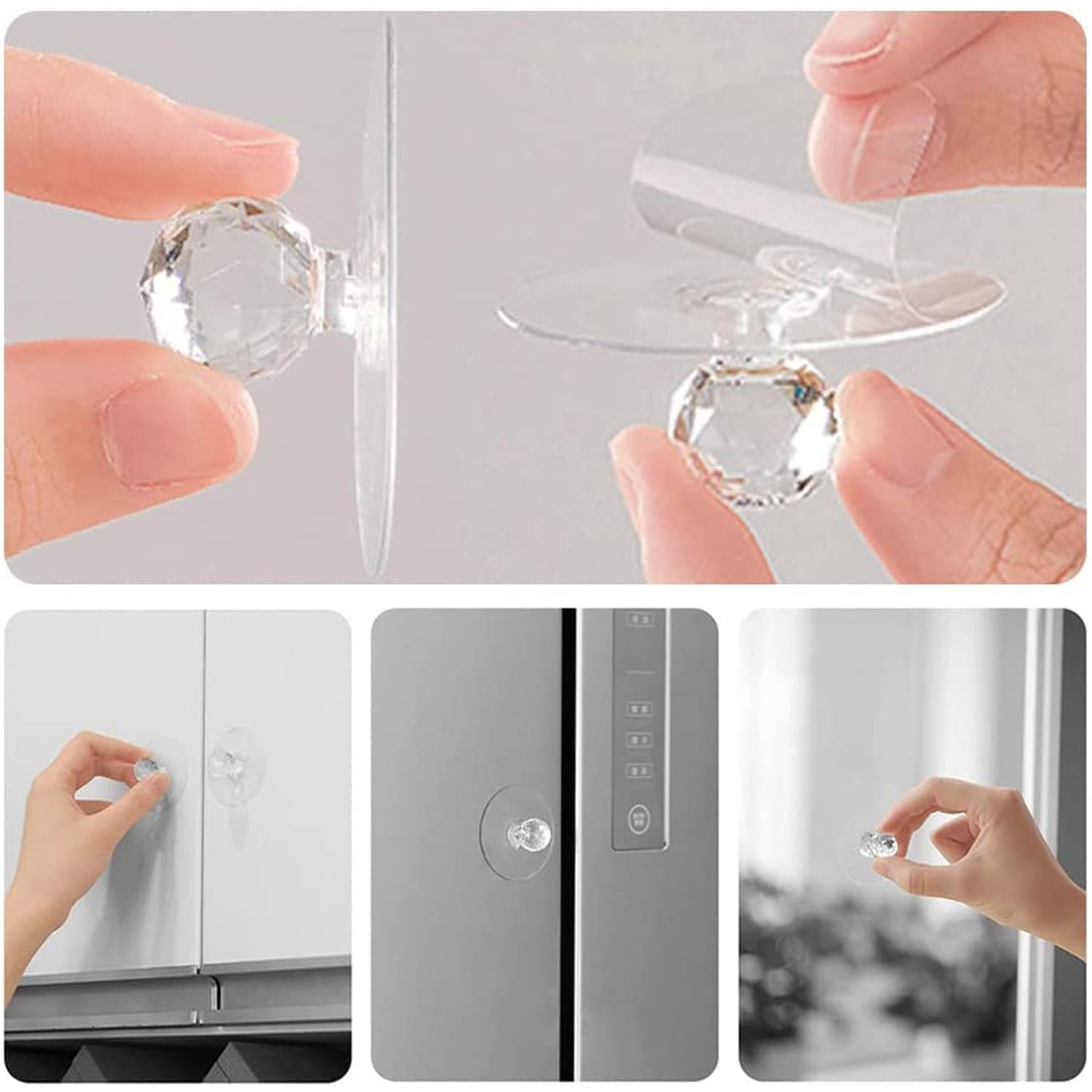 17798 Clear Cabinet Drawer Knobs / Hook, Diamond Crystal Shaped Pulls Handles for Wardrobe, Kitchen, Cupboard, Bathroom Dresser, Furniture Door Window (1 Pc)