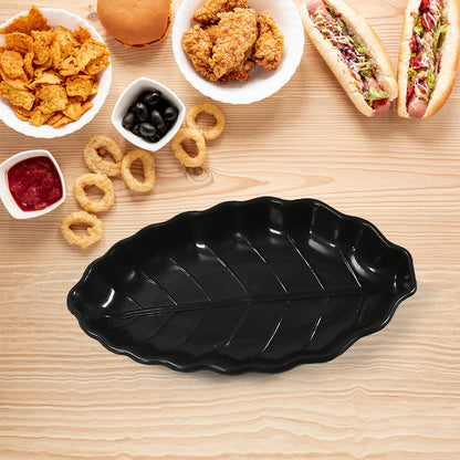 Invitation Round Ceramic Snacks Bowl With Plastic Leaf shape Serving platter Portable, Lightweight Breakfast, Serving Bowl | Ideal for Rice, Pasta, Desserts Home & Kitchen Serving Bowl & platter (8 Pcs set)