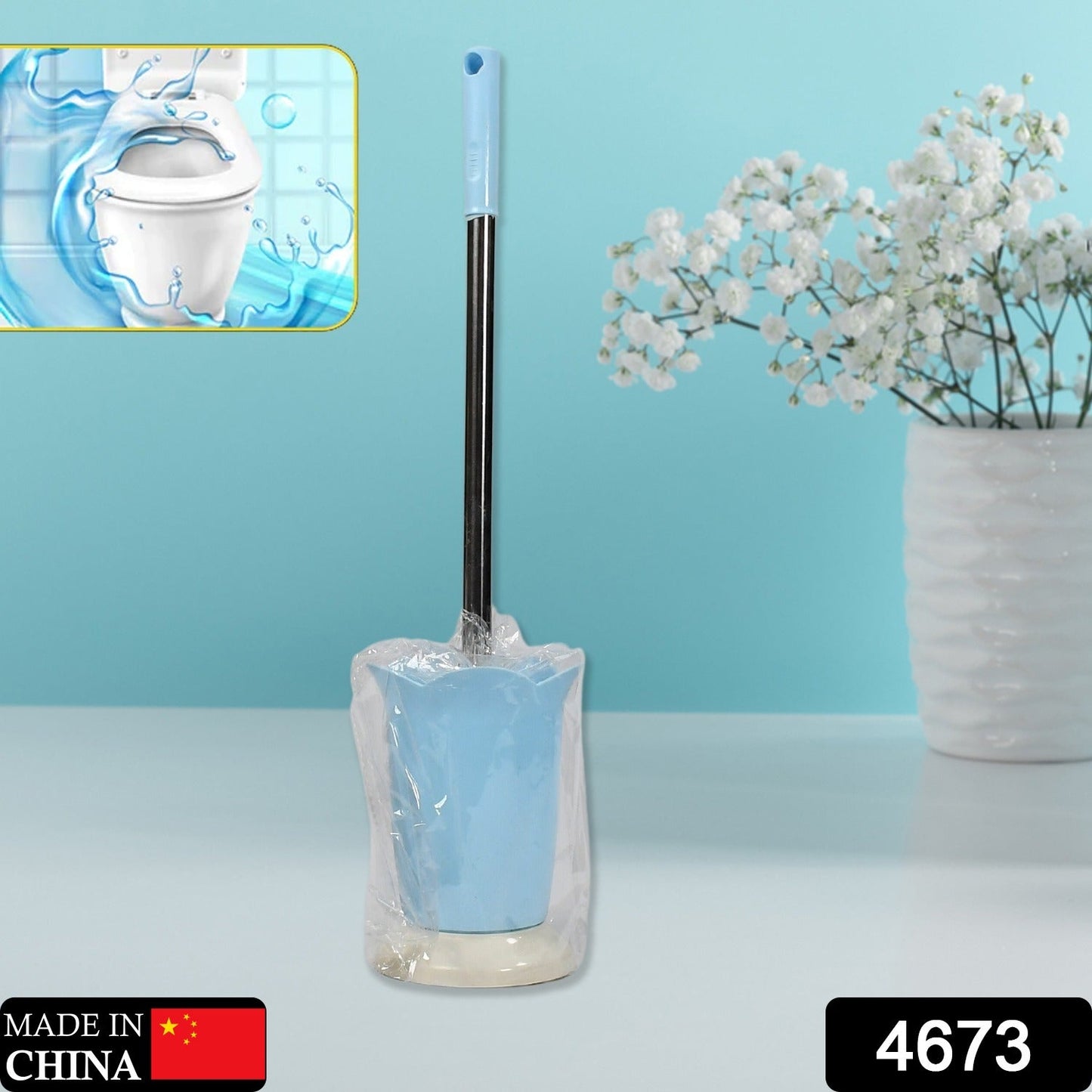 4673 Premium Toilet Plastic Brush with Holder Stand Western and Indian Toilet Bathroom Cleaning 