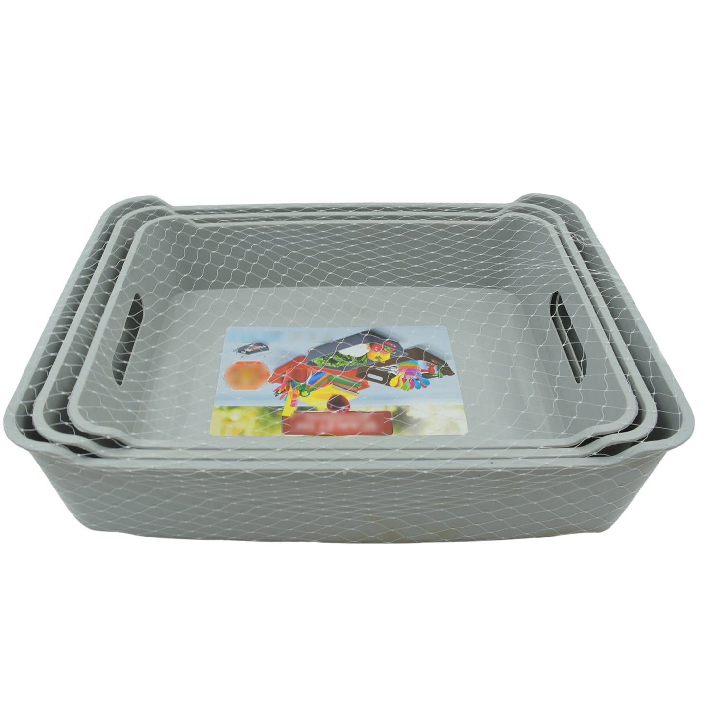 3645 Multipurpose Organising & Storage Plastic Tray,  Fruit & Vegetable/ Multi Purpose Tray, Organizer for Kitchen, Countertop, Cabinet, Bathroom Plastic Storage Basket For Store Fruits, Vegetables, Magazines, Cosmetics, Stationary Set of 3