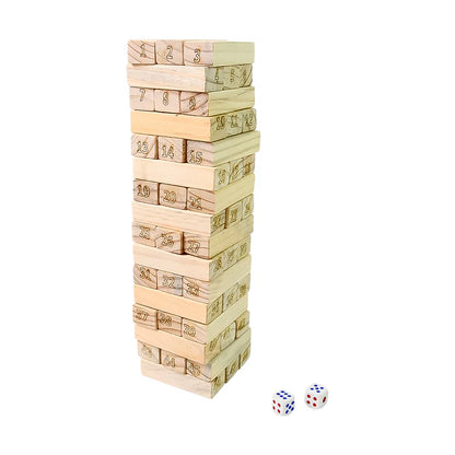 18742 Wooden Tumbling Stacking Tower Game (48 Pcs Blocks 2 Dices)