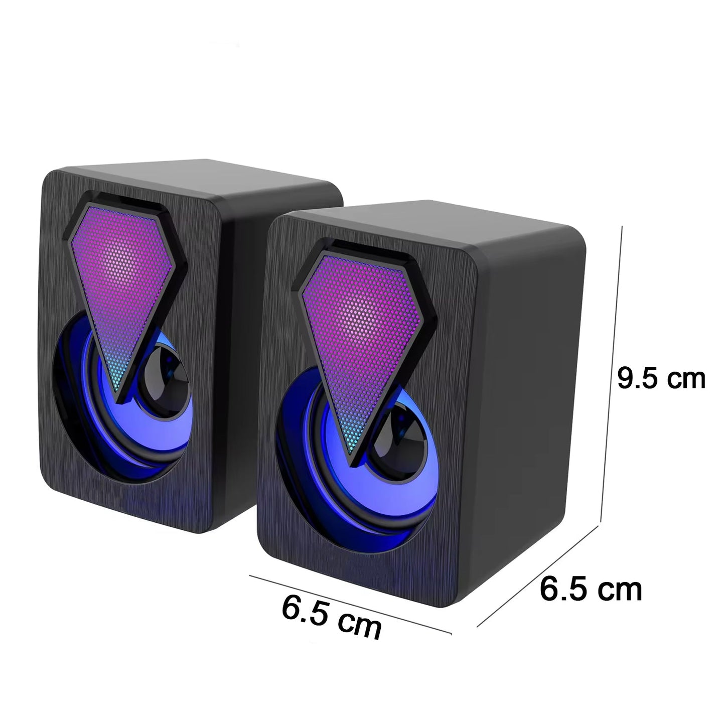 13359 RGB Desktop Speakers, Plug, and Play USB Powered Speaker (2 Pc Set)