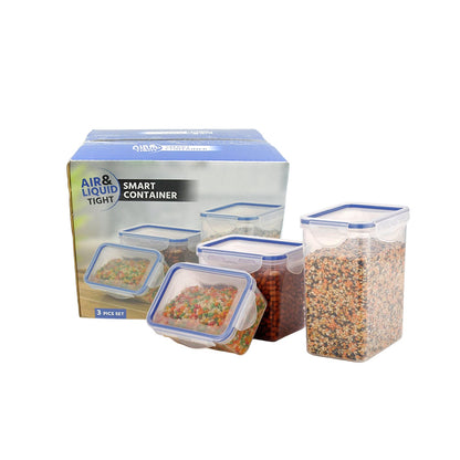 Transparent food storage containers with leak-proof lids