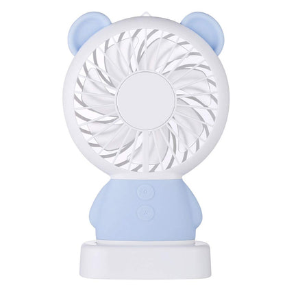 7632 MINI PORTABLE FAN USB RECHARGEABLE HANDHELD BEAR STYLE COLOR CHANGING LED LIGHT POCKET DESK LIGHT FAN 