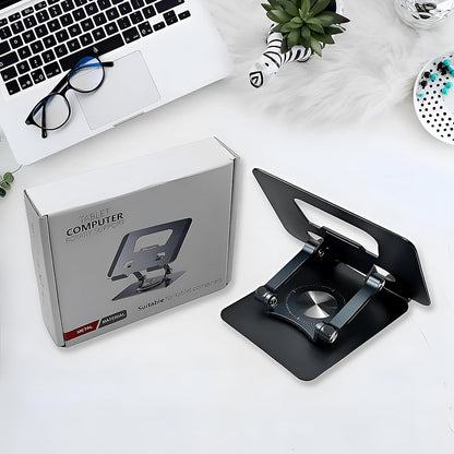 12727 Aluminum Alloy 360°Rotating Bracket, Adjustable Laptop Stand, Portable Foldable Ergonomic Laptop Support