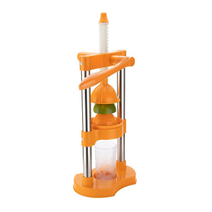 Hand pressure juicer with glass container