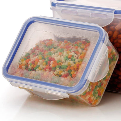 5829 Classics Rectangular Plastic Airtight Food Storage Containers with Leak Proof Locking Lid Storage container set of 3 Pc( Approx Capacity 500ml,1000ml,1500ml, Transparent)