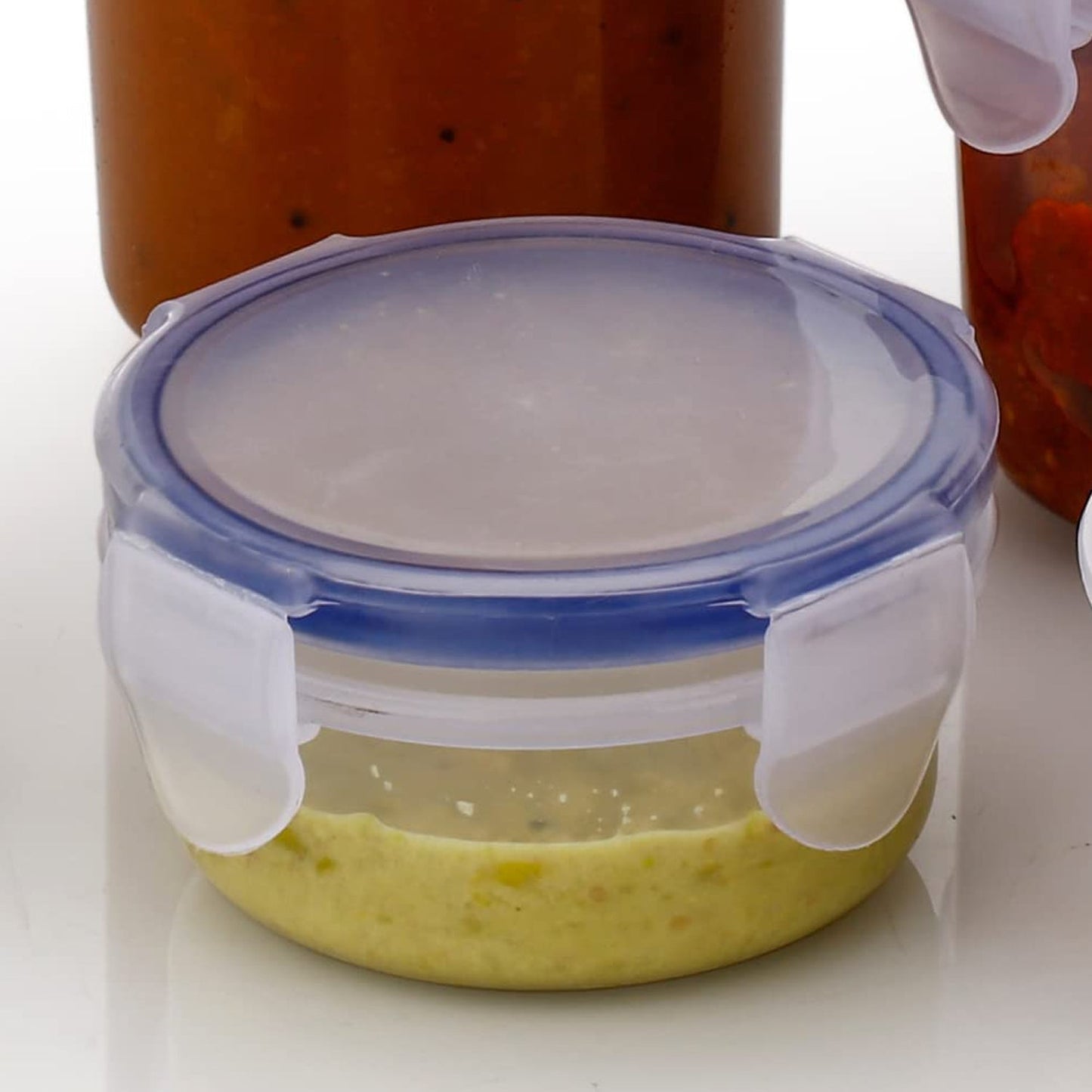 5830 Plastic Liquid Round Airtight Food Storage Container with Leak Proof Locking Lid BPA Free Container for Kitchen, 5 Pcs Set Transparent,  ( Approx Capacity 110 ml,160 ml,210 ml,400 ml,500 ml)