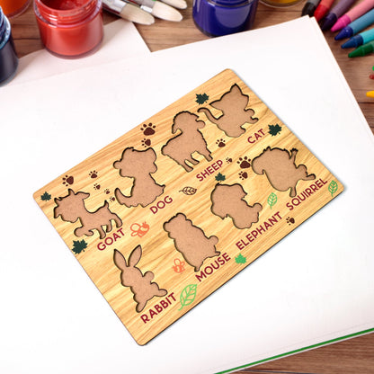 Viga Wooden Animal Chunky Puzzle Board