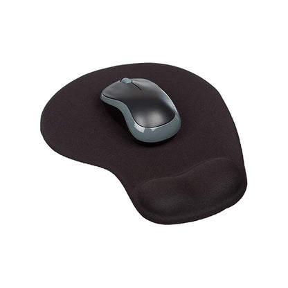 Mouse pad with wrist rest, designed for reducing strain during use