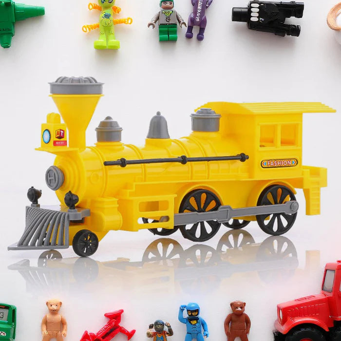 1953 Pull and Go Train with Light Plastic String Pull Back Train (1 Pc / Mix Color)