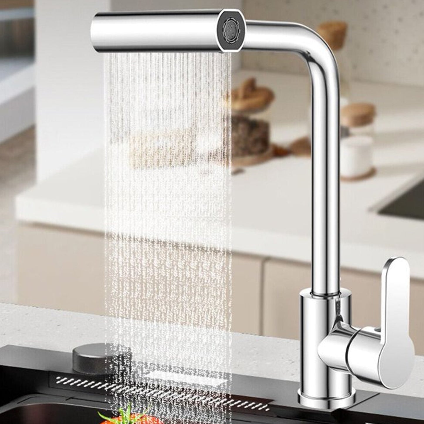 7575 Multifunction Shower Waterfall Kitchen Faucet, 360° Rotation Waterfall Kitchen Faucet, Touch Kitchen Faucet, Faucet Extender for Kitchen Sink, Swivel Waterfall Kitchen Faucet for Washing Vegetable Fruit (4 In 1 )